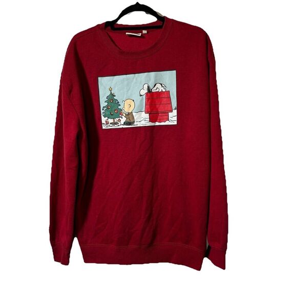 Aeropostale Peanuts Snoopy Christmas Dog House Red Sweatshirt Sz M Holiday Rare - Picture 1 of 9
